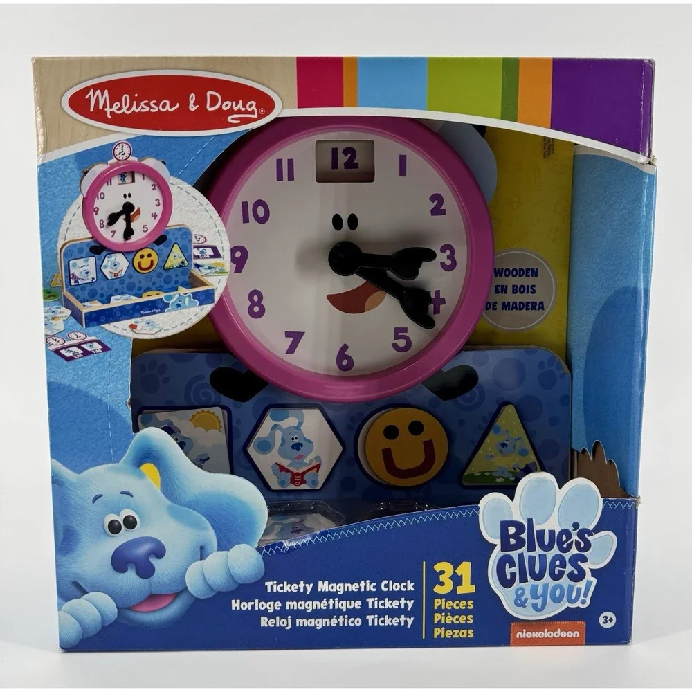 Melissa & Doug Blues Clues & You! Tickety Tock Magnetic Clock Toy 31 pcs NEW